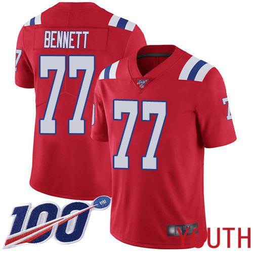 New England Patriots Football #77 100th Season Limited Red Youth Michael Bennett Alternate NFL Jersey->youth nfl jersey->Youth Jersey